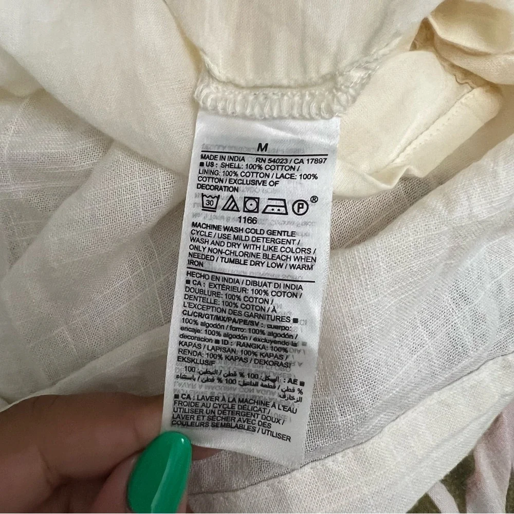 OLD NAVY Off-White Cream Flutter Lace Sleeve Swing Mini Midi Dress Open-Back M - Picture 15 of 16